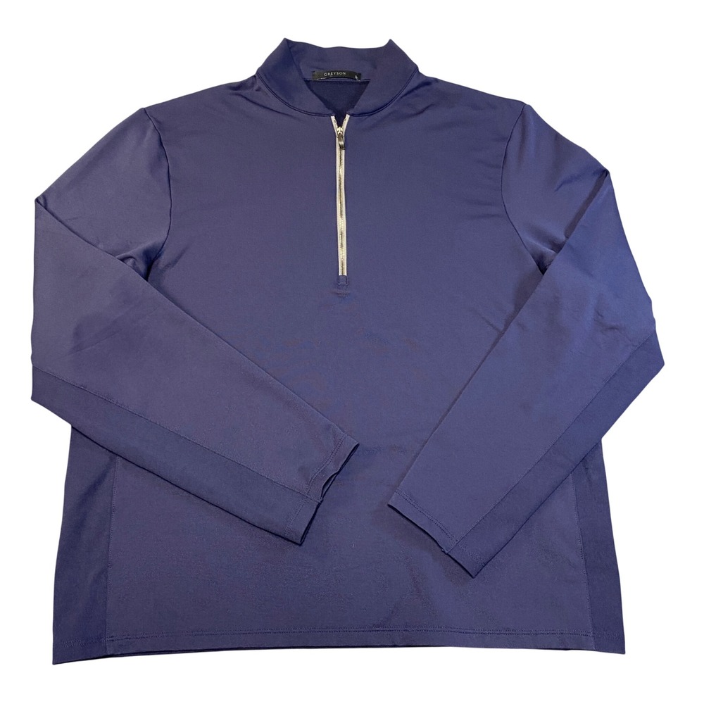 Greyson Mens Quarter Zip Pullover Navy Blue Long Sleeve Golf Top Size Large